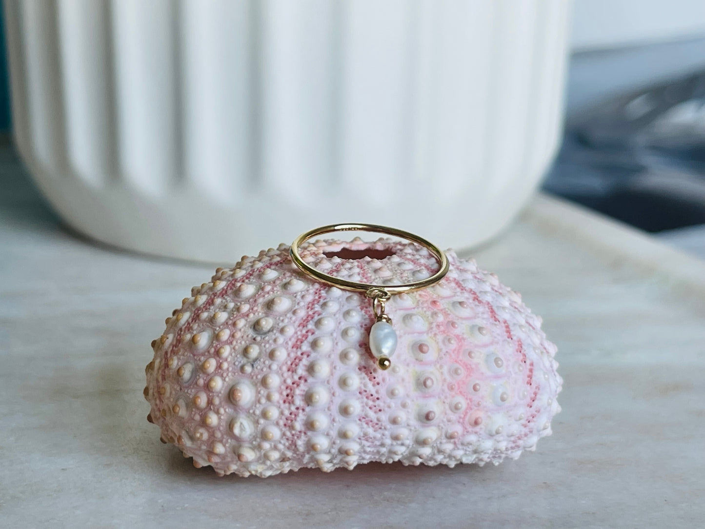 Dainty Pearl Drop Ring