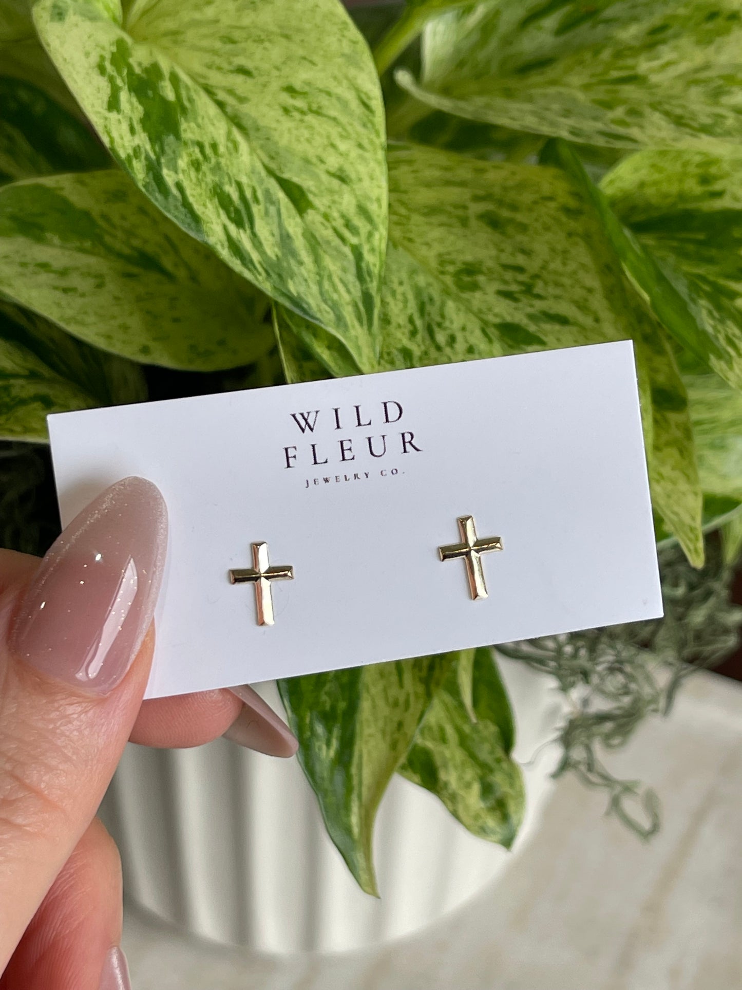 Dainty Cross Studs
