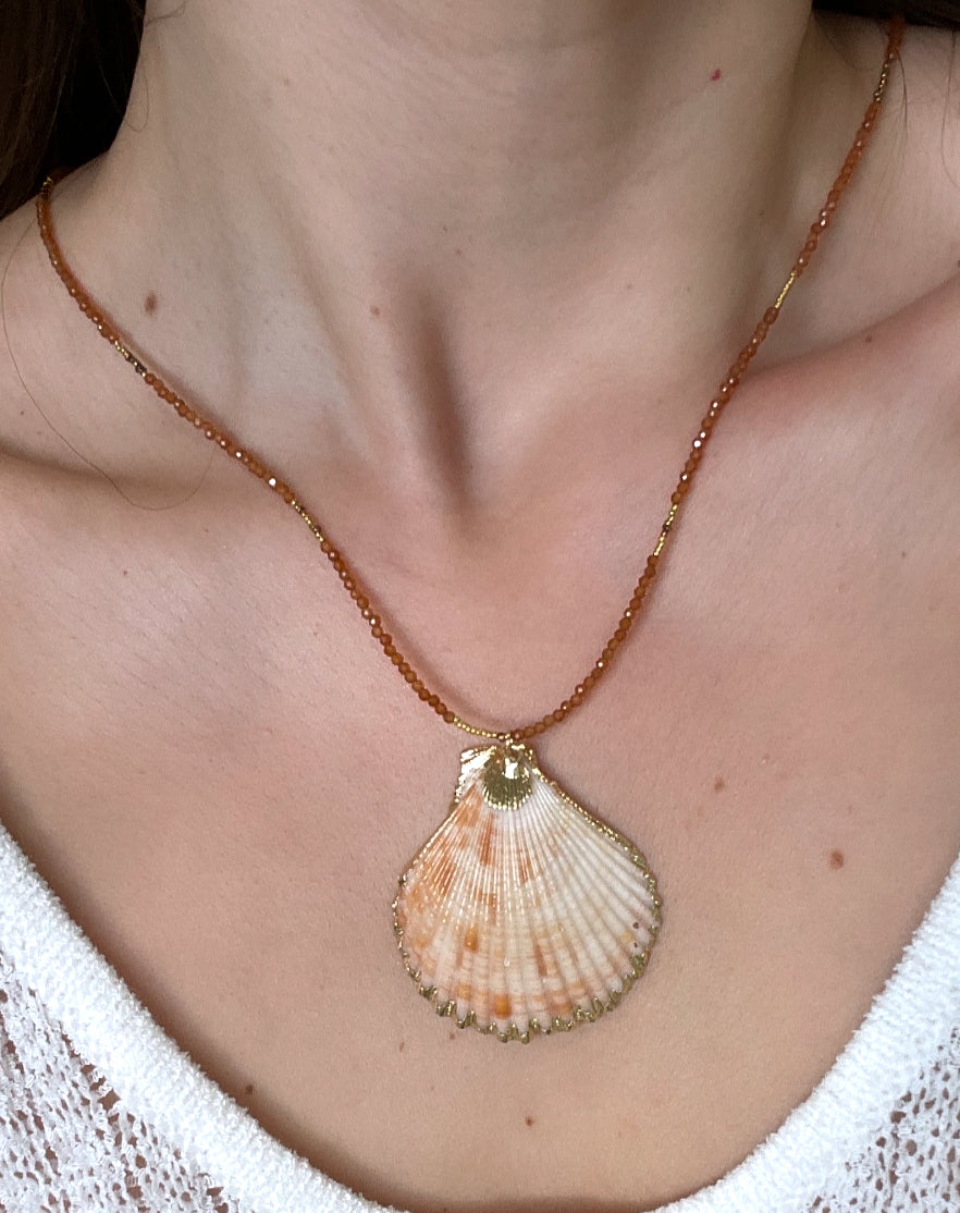 Gemstone Scallop Necklace