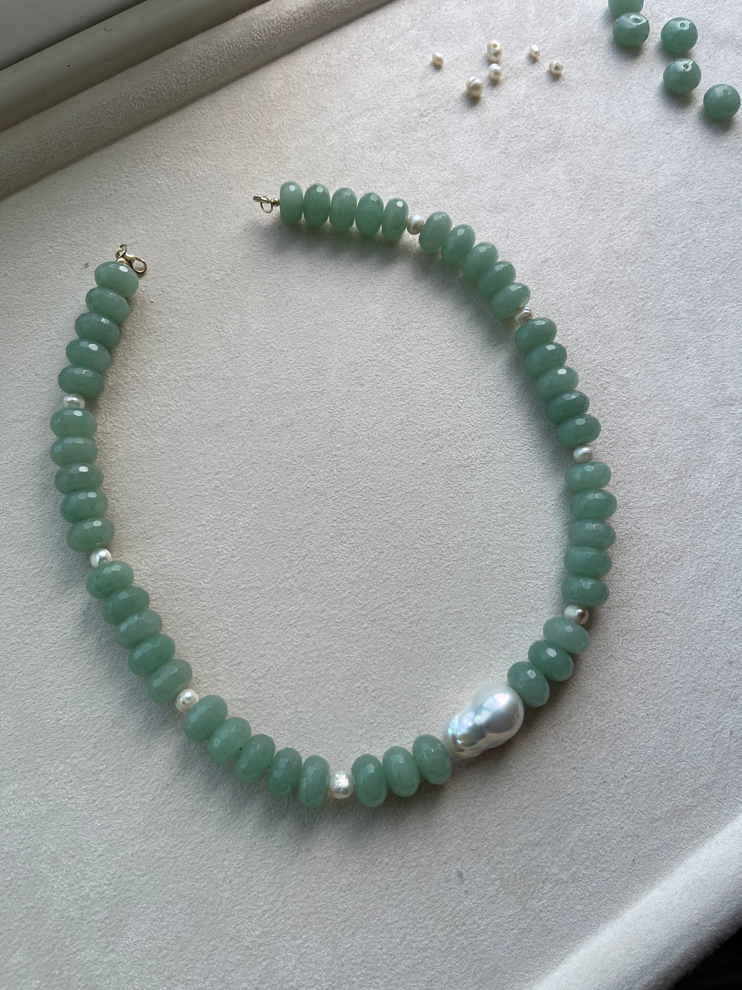 Green Aventurine & Pearl Necklace