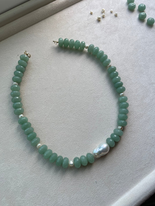 Green Aventurine & Pearl Necklace